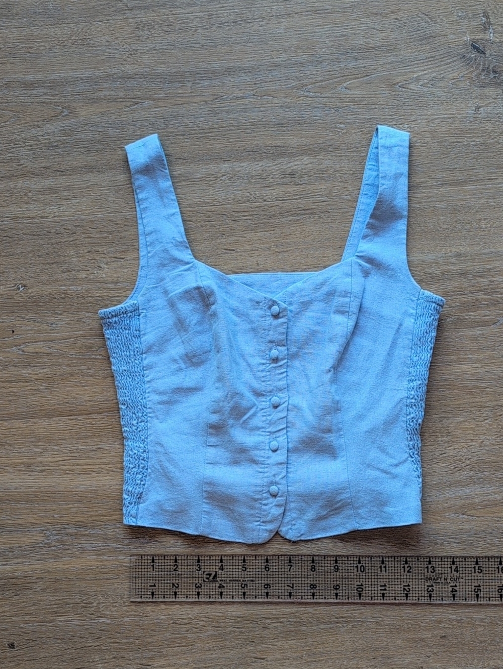 Old Navy Light Blue Linen Blend Button-Front Crop Top, XS